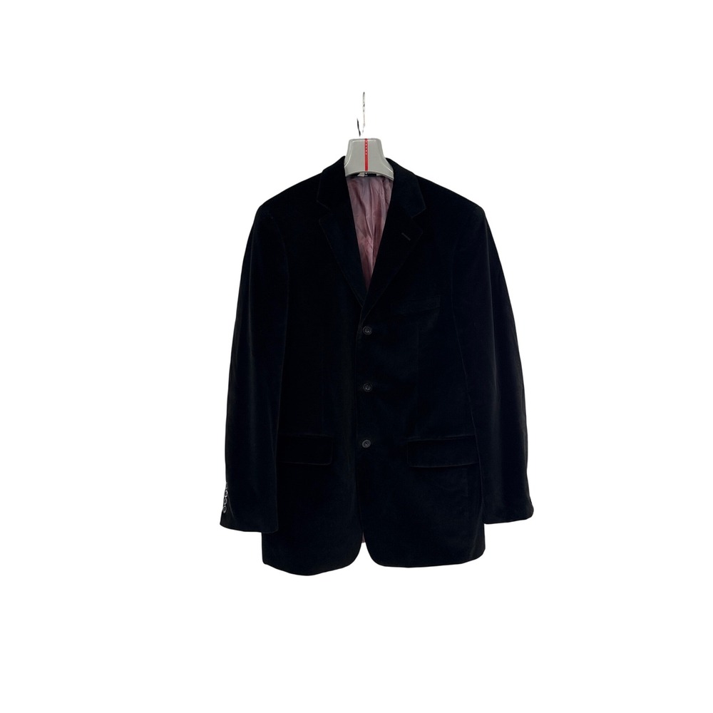 Wilke Rodriguez Blazer Mens 40 Long Black Cotton Velvet Button Sport Coat Jacket